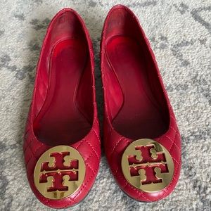 ❗️SALE❗️Tory Burch Red Quilted Reva Red Flats